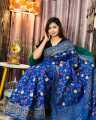 Katan block print Half Silk Saree For Woman.