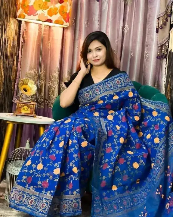 Katan%20block%20print%20Half%20Silk%20Saree%20For%20Woman%20-%20Image%202