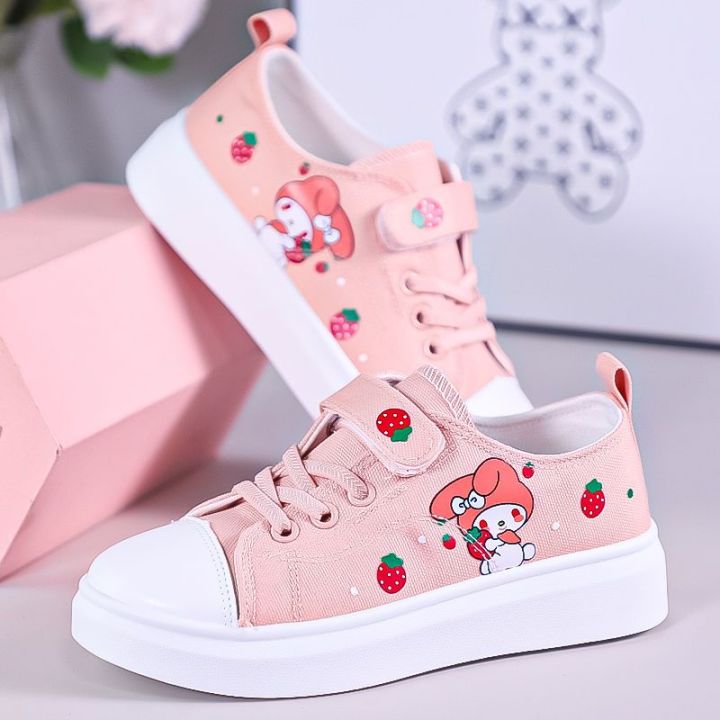 Sanrio Kuromi casual shoes girl canvas shoes my melody spring autumn sports shoes children's soft-soled sneakers skate shoes