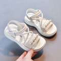 Pearl 2023 Summer New Little Girl Princess Shoes Soft Sole, Western Style Korean Edition Girl's Baby Sandals.