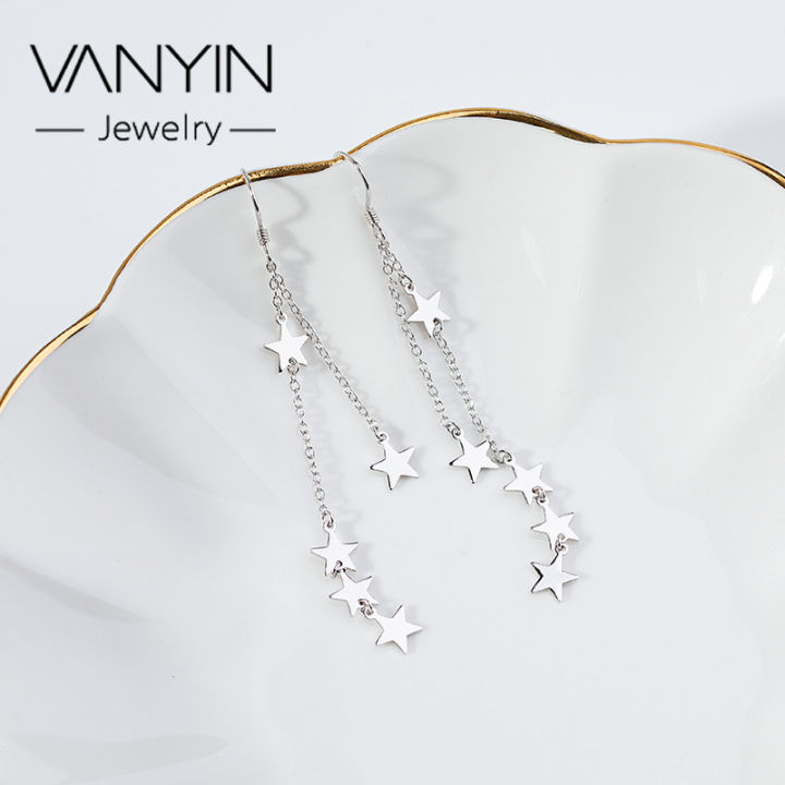 Wanying Jewelry, Star Double Ear Hook, S925 Sterling Silver Long Ear Line, Internet Red, Douyin, Chaoxian Ear Accessories, Customization