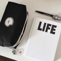【Best value】 Canvas Pencil Case Portable Cartoon Black Pen Bag Puppy Design Rectangular Canvas Pouch for School Supplies Teen Girl Teen Boy. 