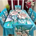 3D Printed Dining table Cover runner and 06 pieces chair cover Full Set mukta print.