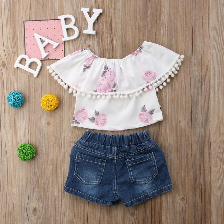 Baby%20Girl%20Floral%20Tassel%20Tops%20Denim%20Shorts%20Pants%20Jeans%20Summer%202Pcs%20Sets%20Sunsuit%20-%20Image%207