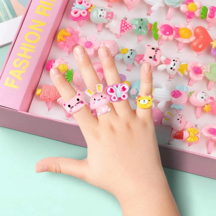 36 pcs Cute Plastic Finger Rings for Baby Girl - Ring For Girls