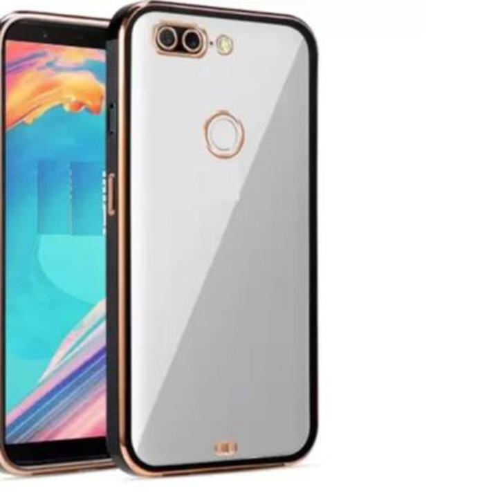 OPPO F9 - Luxury Gold Line NEW SKIN Electroplating Transparent Back Cover Soft Chrome Shine TPU Mobile Phone Case
