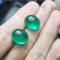 Russian Emerald Stone Oval Flat Bottom Transculent.