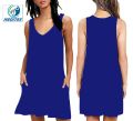 Dresses Women Summer T Shirt Dresses With Pocket Plain Pleated Tank Dress - Blouse For Women. 