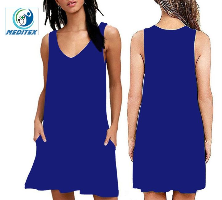 Dresses%20Women%20Summer%20T%20Shirt%20Dresses%20With%20Pocket%20Plain%20Pleated%20Tank%20Dress%20-%20Blouse%20For%20Women%20-%20Image%203