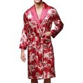 Fashion Men Satin Chinese Style Big Dragon Kimono Embroidery Simulation Silk Bathrobe Pajamas Sleepwear Gown Bath Robe Nightwear. 