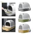 Cat Detachable Fully Enclosed Cat Toilet Pet Supplies with Door Anti Splashing Grey. 