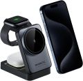 2025 Upgraded 3-in-1 Wireless Charger for iPhone,Travel Magnetic Charger Stand Nightlight Foldable Wireless Charging Station Compatible with Magsafe Charger&iPhone 16/15/14/13/12,Apple Watch&AirPods.
