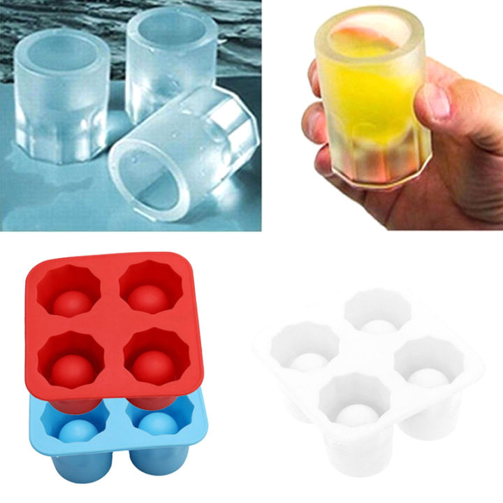4 Cup Shape Silicone Ice Cube Mold Shot Glass IceMould Ice Cube Tray Summer Bar Party Beer Ice Cocktail Cold Drinking Tools jingu