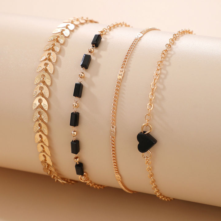 new%20jewelry%20sweet%20and%20cool%20style%20black%20diamond%20five-petal%20flower%20multi-layer%20bracelet%20set%20ins%20style%20bracelet%20four-piece%20set%20-%20Image%208