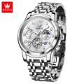 OLEVS Watch For Men Waterproof Original 2024 New Multifunctional Digital Calendar Dial Fashion Stainless Steel FlyWheel Chronograph Luminous Casual Men's Watch 2900. 