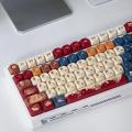 Keycap Set PBT Sublimation Cat Kitchen Cute Keycaps 131 Keys MOA Profile Red Blue Key Caps for DIY Mechanical Keyboard.