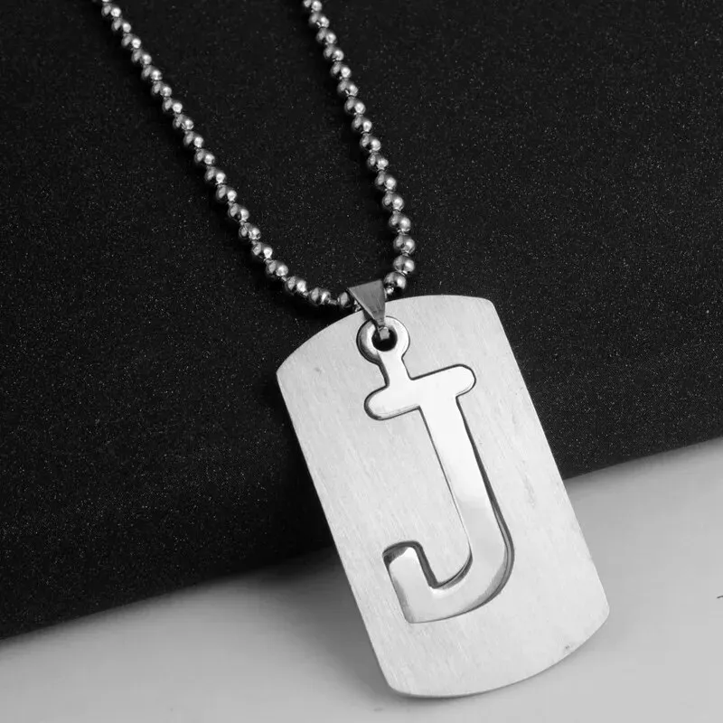 HNSP Initials Letter Stainless Steel Pendant For Men Male Chain