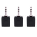 3X Mono 6.35mm Male Plug to Dual 6.35mm Female Socket Splitter Adapter Connector.