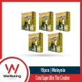 The Coral Super Ultra Thin Lubricated Latex Condoms |Half Box: 3x5=15pcs | Made in Malaysia.