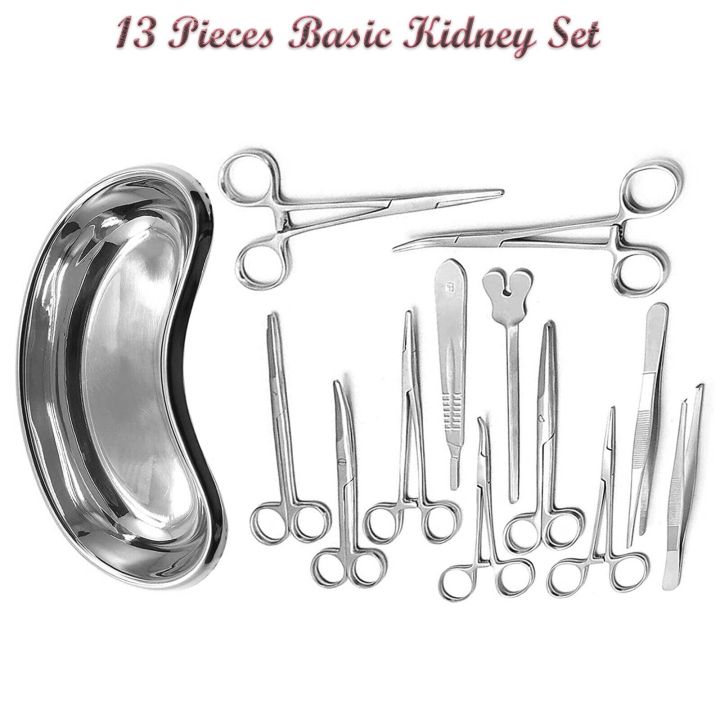 Minor Kit Instruments Set of 13 Pieces Basic Minor Surgery Kit Steel Kidney Tray Surgical ...
