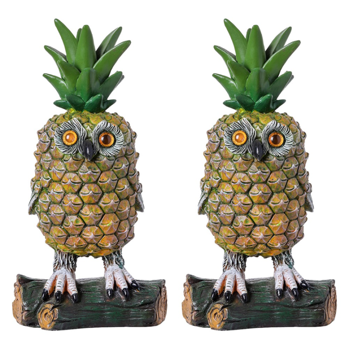 Cute Owl Shape Resin Ornaments Pastoral Small Pineapple-Owl for Outdoor and Indoor Art Garden Courtyard Decor
