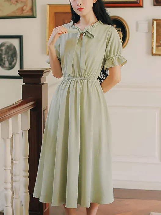 Gentle%20Retro%20Mori%20Style%20French%20Dress%20Girlish%20Style%20Summer%20New%20First%20Love%20Tight%20Waist%20Slim%20Fit%20Sweet%20Midi%20Dress%20-%20Image%203