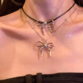 Sweet Cute Bowknot Pendant Rope Chain Necklace For Women Girl Choker Necklace Cool Y2K Aesthetic Jewelry Gift.