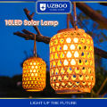 UZBOO Hang Lamp Warm Light Outdoor Solar Garden Lights Solar Charging Portable Lights IP55 Waterproof Light Bamboo Weaving Rattan Lanterns Vintage Lamp for Courtyard Decoration. 