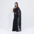 Simple Elegance Weightless Georgette Saree for Women - Black Color - Suitable for All Season and Occasions -Perfect Casual Wear. 