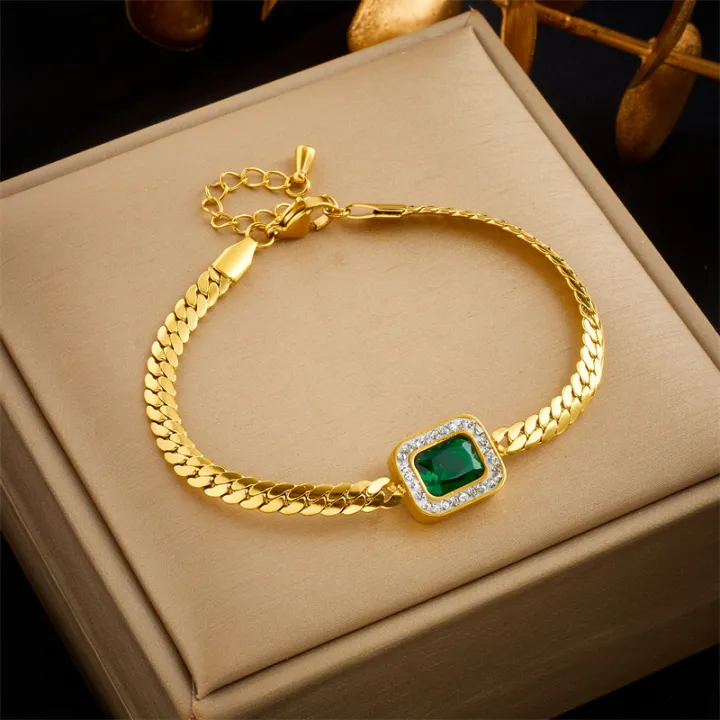 316L%20Stainless%20Steel%20Luxury%20Non-fading%20Square%20Green%20Crystal%20Zircon%20Pendant%20Necklace%20Earrings%20Jewelry%20Set%20For%20Women%20Gifts%20-%20Image%204