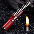 New Creative Double Flame Metal Mini Gun Shape Lighter Refillable Butane Gas Lighter Cool Gadget Candle Lighter Men's Gift. 