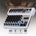 BOMGE 8 channel mini audio mixer  Line Mixer ，DC 5V，with MP3 Player,Bluetooth, U disk 48V ,24DSP  effects, USB recording  Ideal for Small Clubs or Bars, Studio Recording. 