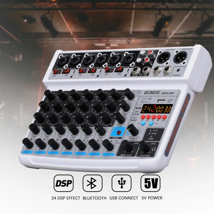 BOMGE%208%20channel%20mini%20audio%20mixer%20%20Line%20Mixer%20%EF%BC%8CDC%205V%EF%BC%8Cwith%20MP3%20Player,Bluetooth,%20U%20disk%2048V%20,24DSP%20%20effects,%20USB%20recording%20%20Ideal%20for%20Small%20Clubs%20or%20Bars,%20Studio%20Recording%20-%20Image%206