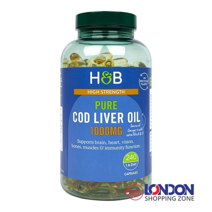 Holland & Barrett Pure Cod Liver Oil Omega3 Fish Oil 240 Capsules UK