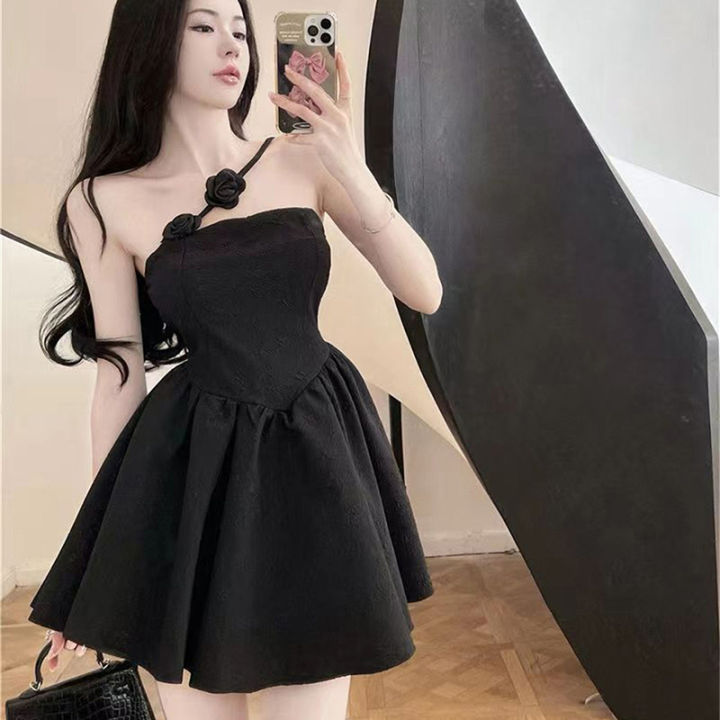 Dress%20Women%20Floral%20Sling%20High%20Waist%20Chic%20Black%20Boll%20Gown%202023%20Korean%20Dress%20-%20Image%202