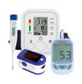 4-in-1 Digital Health Monitoring Kit - Blood Pressure Machine, Glucometer, Pulse Oximeter & Digital Thermometer for Home Use.