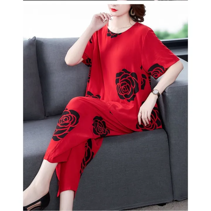 2pcs%20Women%20Casual%20Wanita%20Seluar%20Baju%20Individual%20Set%20Wear%20Top%20and%20Pants%20Lady%20Tracksuit%20Short%20Sleeve%20#2311%20-%20Image%202