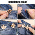 Jeans Button Adjustable Clips for Pant Skirts Waist Tightener Buckle Snap Button Adjuster Pants Pin Retractable Button. 