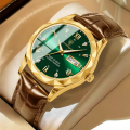 POEDAGAR 615-Leather Quartz Luxury Business Man Wristwatch Date Week Watch For Men. 