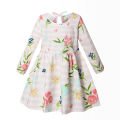 DSstyles Girl's Long Sleeve Dress Toddler Cotton Round Neck Floral Print Princess Dresses Playwear Casual Clothes. 