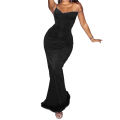 Women's Bodycon Long Dress, Sleeveless Spaghetti Strap Cowl Neck Side Split Party Dress.