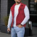 Mens Denim Jcket Vest Spring And Autumn Fashion Leisure High Street Edge Solid Color Buckle Turn Down Collar Slim Vest Coat 4.