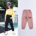 Pants For Girls Solid Pants Girls Fashion Drawstring Child Trouser Teenage Child Girl Cargo Pants For Kids Clothes 8 10 12. 