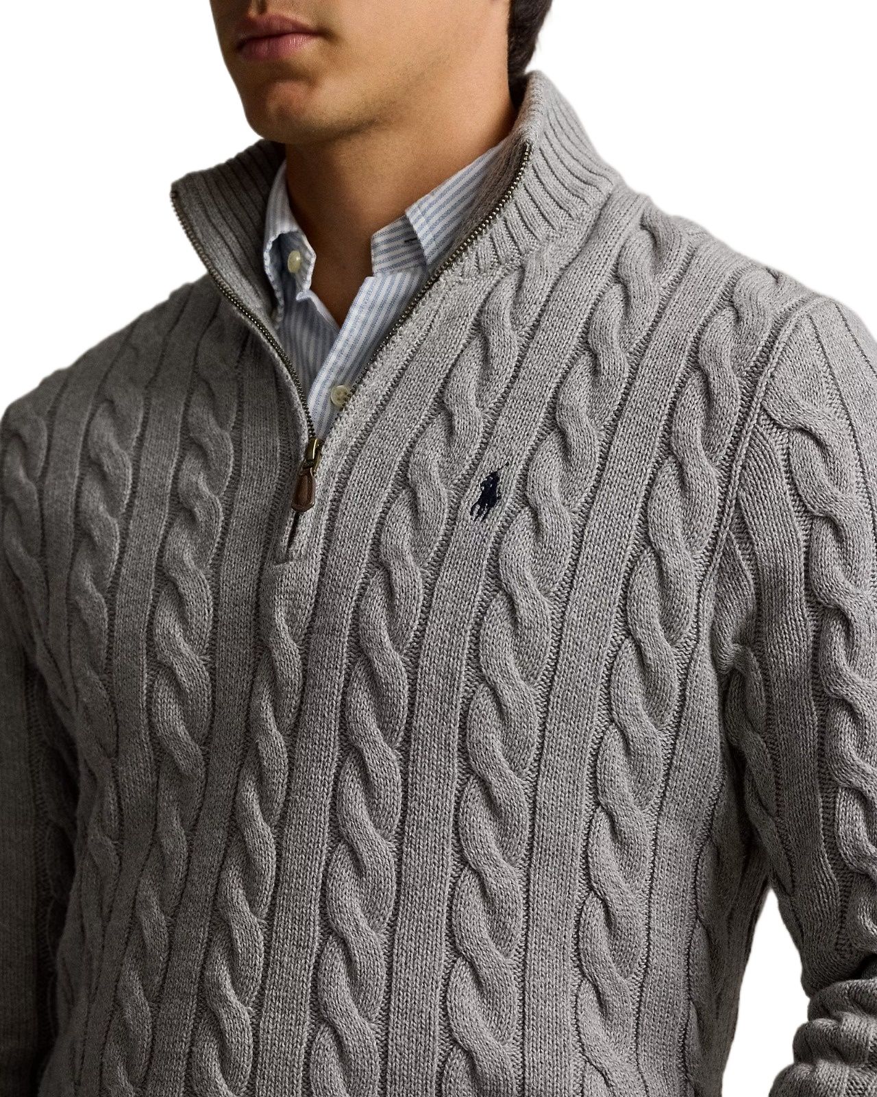 Polo Ralph Lauren Cable-Knit Cotton Quarter-Zip Sweater