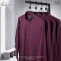 Long Panjabi Kurta for Men All Season Premium Jacquard Cotton Fabric Soft Hand Feel Semi Long Embroidery in Maroon Color. 