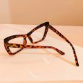 Cat Eye T-shaped Glass Metal Hinged Bud Fashion Elegant Versatile Clear Lens Computer Spectacles. 