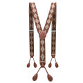 Unisex Vintage Suspenders Men Braces Adjustable 6 Button Suspender Elastic Y-Shape Strap Pants Trousers Brown Leather PU. 