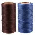 2x 260M 150D 1MM Leather Sewing Waxed Wax Thread Hand Needle Cord Craft DIY New Color:Light Brown & Dark Blue.