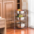 Kitchen Pot Rack Crock Pot Shelf Chrome-Plated 3 Tier Round Shelf Storage Tower Crock Pot Heat Insulation Pot Holder.