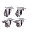4pcs Furniture Casters Wheels Soft Rubber Swivel Caster Silver Roller Wheel For Platform Trolley Chair Household Accessori. 